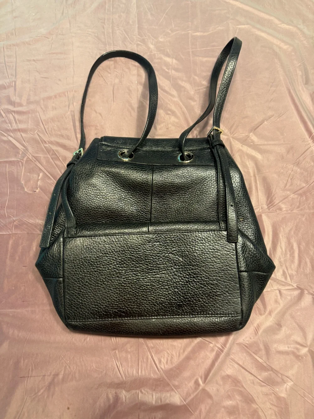 kate spade Black Pebbled Leather Backpack with Gold Hardware